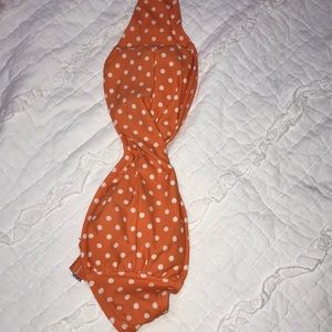 Orange polka dot strapless bikini!